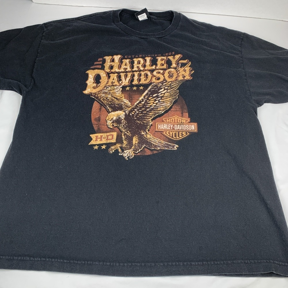 Harley Davidson Black 2XL  T Shirt Eagle 2 Sided West Palm Beach, Fl